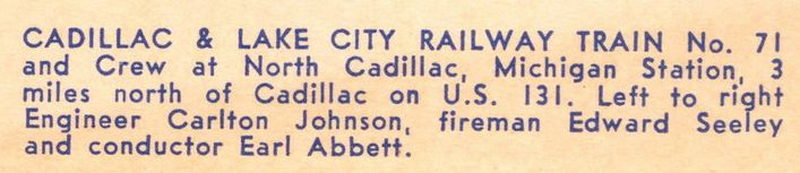Cadillac and Lake City Rail - Vintage Postcard (newer photo)
